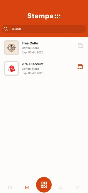 Stampa wallet home screen showing available rewards